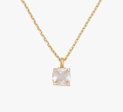 Kate Spade Little Luxuries 6mm Square Pendant In Clear/gold