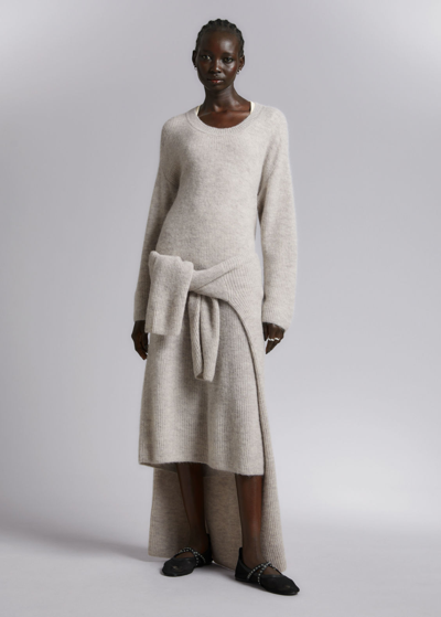 Other Stories Oversized Knit Midi Dress In Grey