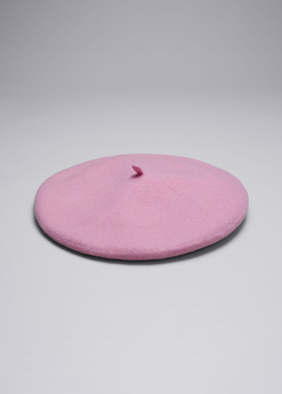 Other Stories Classic Wool Beret In Pink