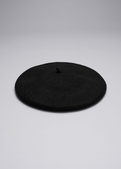 Other Stories Classic Wool Beret In Black