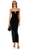Montce Velvet Petal Long Slip Dress In Black In Black