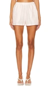 Pq Scalloped Linen Shorts In Pink