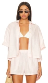 Pq Scalloped Linen Top In Pink