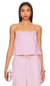 Onia Air Linen Square Neck Tank In Pink