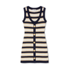 Cara Cara Nicole Sleeveless Stripe Knit Bodycon Mini Dress In Navy White Lurex Stripe