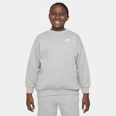 Nike Sportswear Club Fleece Big Kids' (girls') Oversized Sweatshirt (extended Size) In Grey