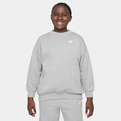 Nike Sportswear Club Fleece Big Kids' Oversized Sweatshirt (extended Size) In Grey