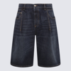 Alexander Mcqueen Dark Blue Cotton Denim Shorts In Blue