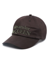 Alexander Mcqueen Cotton Twill Cap With Embroidery In Black