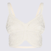 Blumarine Butterfly Cotton Blend Knit Crop Top In Burro