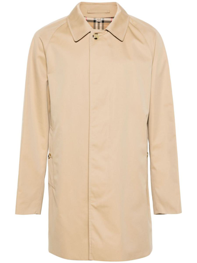 Burberry Camden Trench Coat With Cotton In Beige