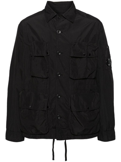 C.p. Company Flatt Cargo Shirt Jacket In Black