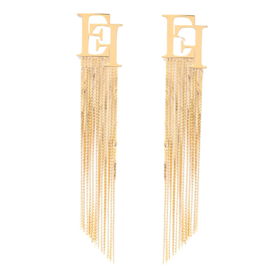 Elisabetta Franchi Logo Earrings In Oro