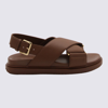 MARNI MARNI BROWN LEATHER FUSSBET SANDALS