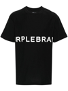Purple Brand Logo Textured Cotton Jersey Graphic T-shirt In Black