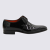 SANTONI SANTONI BLACK LEATHER VYNIL LACE UP SHOES