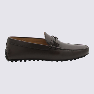 Tod's Dark Brown Leather City Gommino Loafers