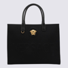 Versace La Medusa Cotton Canvas Tote Bag In Black