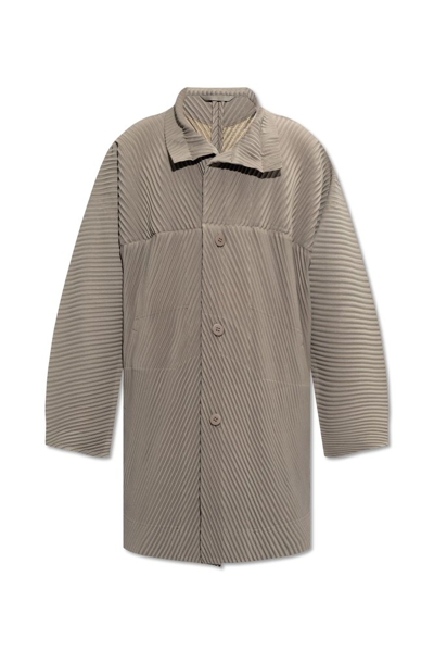 Issey Miyake Homme Plissé  Pleated Cardigan In Green