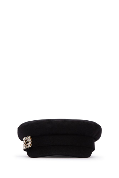 Roger Vivier Rv Crystal Broach Sailor Cap In Black