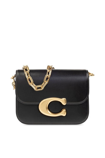 Coach Idol Logo Plaque Chained Shoulder Bag In Black