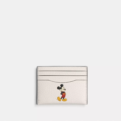 Coach Disney X  Card Case In Regenerative Leather With Motif In Chalk