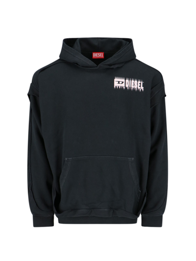 Diesel Logo Printed Hoodie In Black