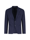 Tagliatore Lapel Single-breasted Jacket With Front Patch Pockets In Blue