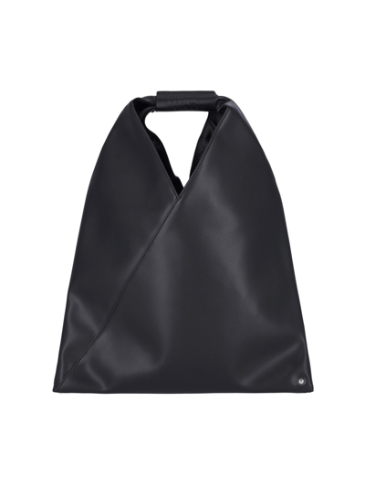 Mm6 Maison Margiela Small Japanese Leather Tote Bag In Black  