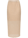 Twinset High-waisted Plissé Long Skirt In Beige