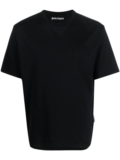 Palm Angels Slim Monogram T-shirt In Black