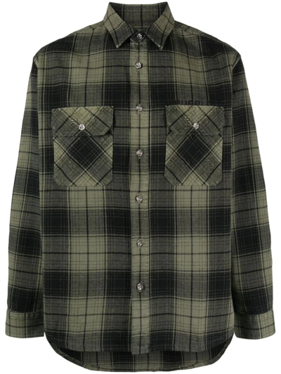 Purple Brand Logo-embossed Checked Shirt In Green