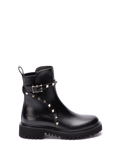 Valentino Garavani Rockstud 40mm Leather Ankle Boots In Black