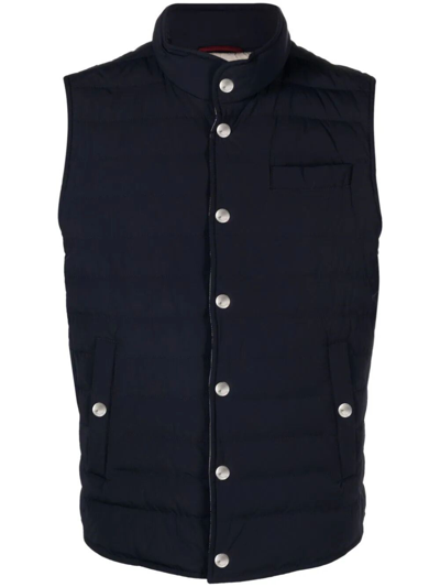 Brunello Cucinelli Padded Down Gilet In Navy