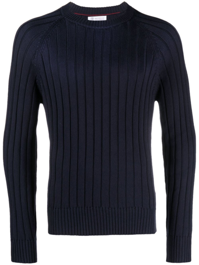 Brunello Cucinelli Crew-neck Sweater In Blue