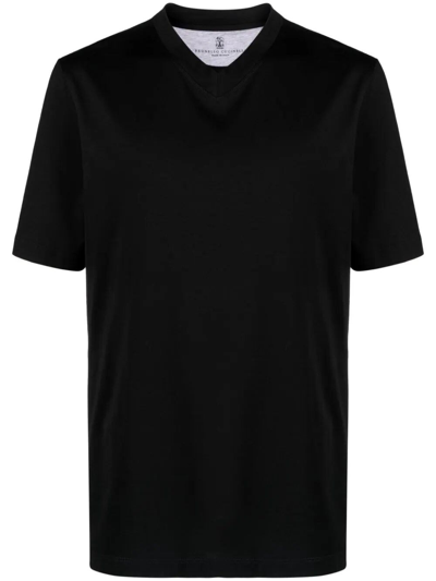 Brunello Cucinelli V-neck T-shirt In Black  