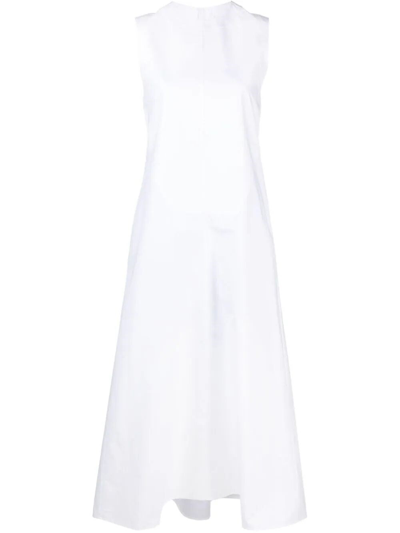 Jil Sander Panelled Poplin Maxi Dress In White