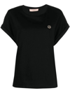 Twinset Logo-plaque Cotton T-shirt In Black