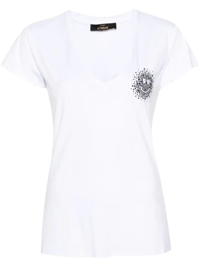 Twinset Smiley-face V-neck T-shirt In White