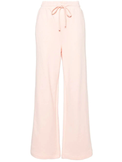 Twinset Wide-leg Logo-embroidered Track Pants In Pink