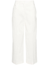 Pinko Protesilao Linen Blend Cropped Trousers In White