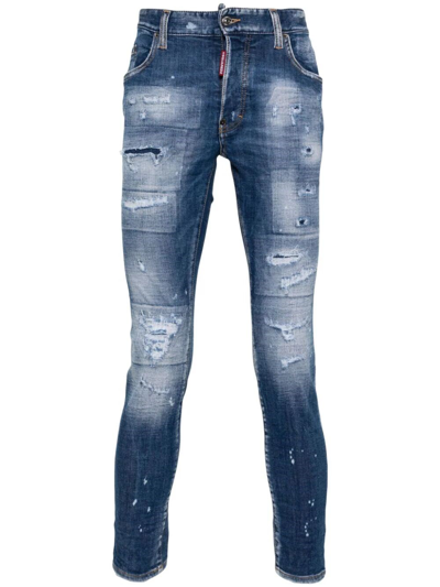Dsquared2 Blue Washed Denim Cotton Jeans