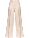 Pinko High-waisted Cotton Trousers In Beige