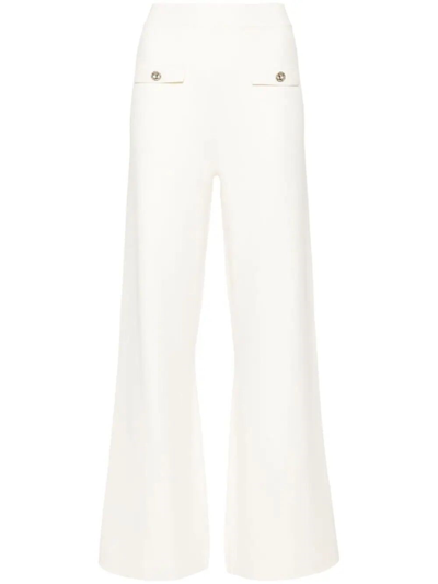 Twinset Wide-leg Knit Trousers In White