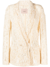 Twinset Lace Double-breasted Blazer In Beige