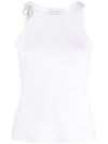 Blumarine Logo-brooch Ribbed Tank Top In White