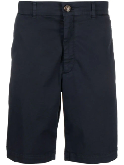 Brunello Cucinelli Mid-rise Cotton Chino Shorts In Blue