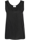 P.a.r.o.s.h . Silk Sleeveless Blouse With Rounded Neckline In Black