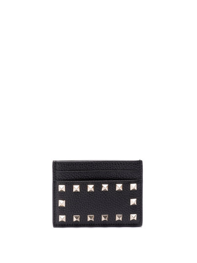 Valentino Garavani Rockstud Card Holder In Black