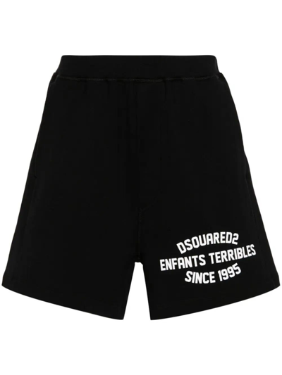 Dsquared2 Long Arnold Cotton Shorts In Black  